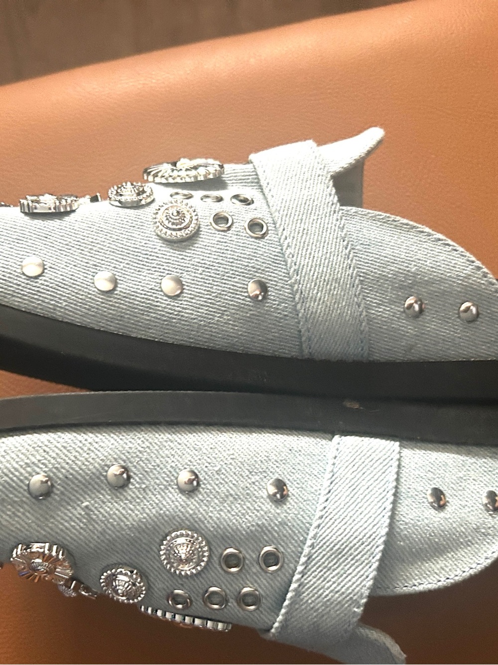 AKIRA Light Blue Embellished Slip-On Mule - Picture 4 of 5